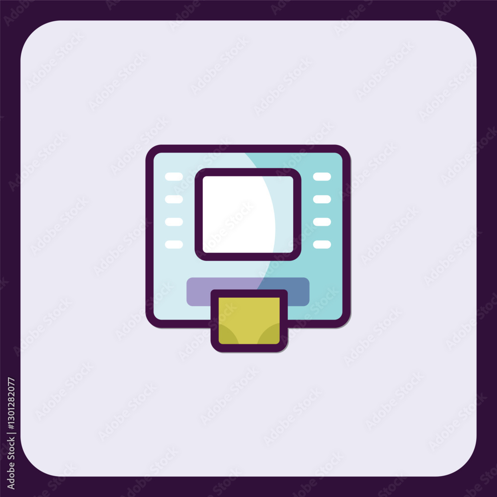 Poster minimalist automated teller machine vector icon for financial transactions