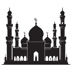 Vector illustration of a Muslim Mosque Silhouette