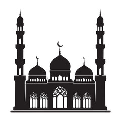Vector illustration of a Muslim Mosque Silhouette
