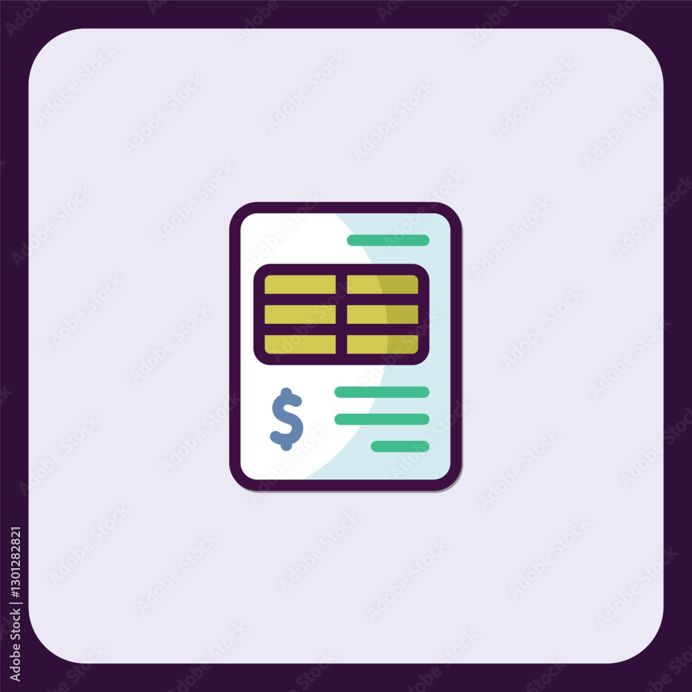 Poster stylized financial statement icon for digital interface and web design
