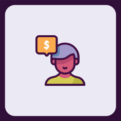 Illustration of a character with a money thought, representing financial literacy