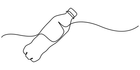 Continuous Line Drawing of Water Bottle Icon. Hand Drawn Symbol Vector Illustration, Continuous one line drawing of water drink bottle. Sports water bottle single line vector illustration, Plastic.