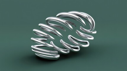 A heavy-duty industrial spring coil with sharp details placed on a deep green background.