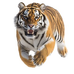 Obraz premium Tiger Pouncing Isolated, blank background