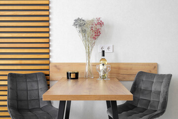 Dining table with chairs in the kitchen