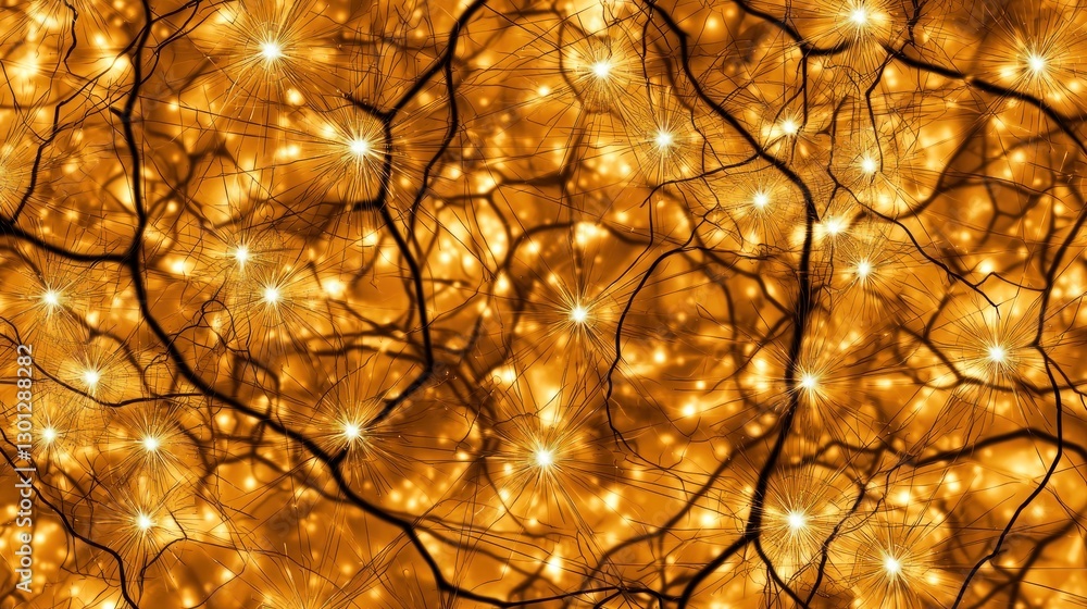 Poster golden neural network: a microscopic universe of light and connection