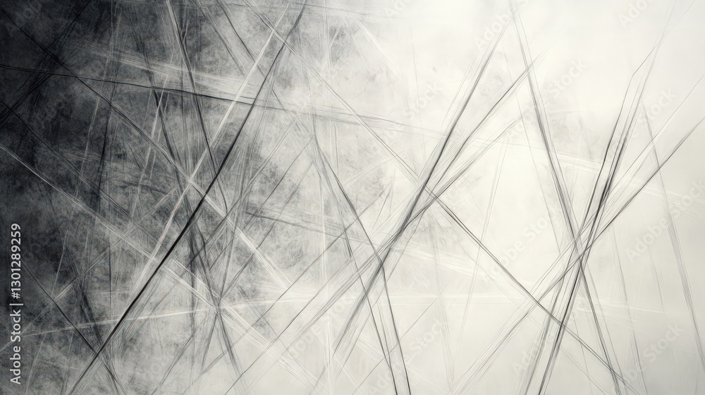 Poster monochromatic abstract composition with dynamic line work and grunge texture