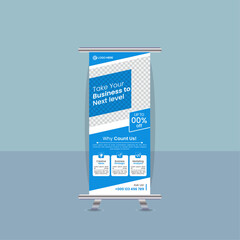 Creative business agency stands roll up banner design template layout for exhibition with Three colors, editable roll-up banner vector template, business roll up display standee for presentation