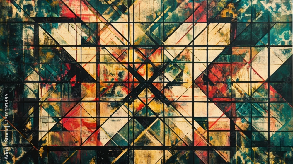 Poster dynamic and energetic abstract geometric composition with textured elements