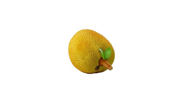 A ripe jackfruit with green leaf