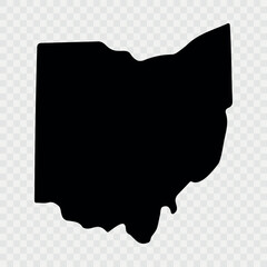 Ohio US state blank map vector solid black color and outline isolated on background. Ohio state map. Vector illustration. State of Ohio Silhouette Outline Graphic Design with Transparent Background