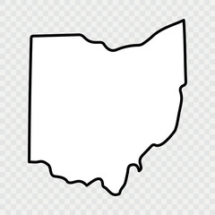 Ohio US state blank map vector solid black color and outline isolated on background. Ohio state map. Vector illustration. State of Ohio Silhouette Outline Graphic Design with Transparent Background