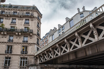 Metal bridge on the rue du Rocher in Paris, France 