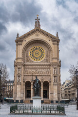 Exterior of Saint-Augustin Cathedral in Paris, France
