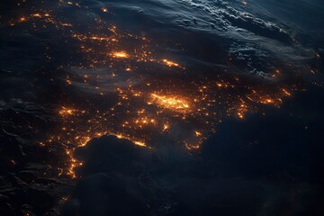 Fototapeta premium A photograph of the night sky looking over Cyprus from the International Space Station