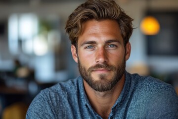 Obraz premium A portrait of a man with a beard, great for personal or professional use