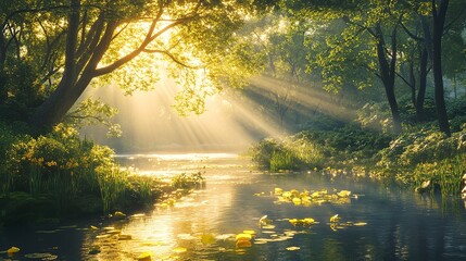 Obraz premium sunrise in the forest
