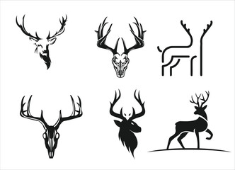 hunting Deer Duck and fish minimalist logo design	