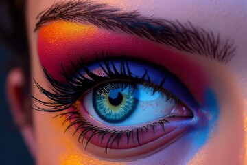 Close-up of a Vibrant Eye with Artistic Makeup