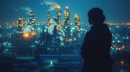 Contemplating Industrial Skyline at Night.jpg, Woman Contemplating DNA in a Wintery Forest Scene.jpg, Woman Contemplating Cityscape at Sunset.jpg, Winter sunset city street seen through eyeglasses.jpg