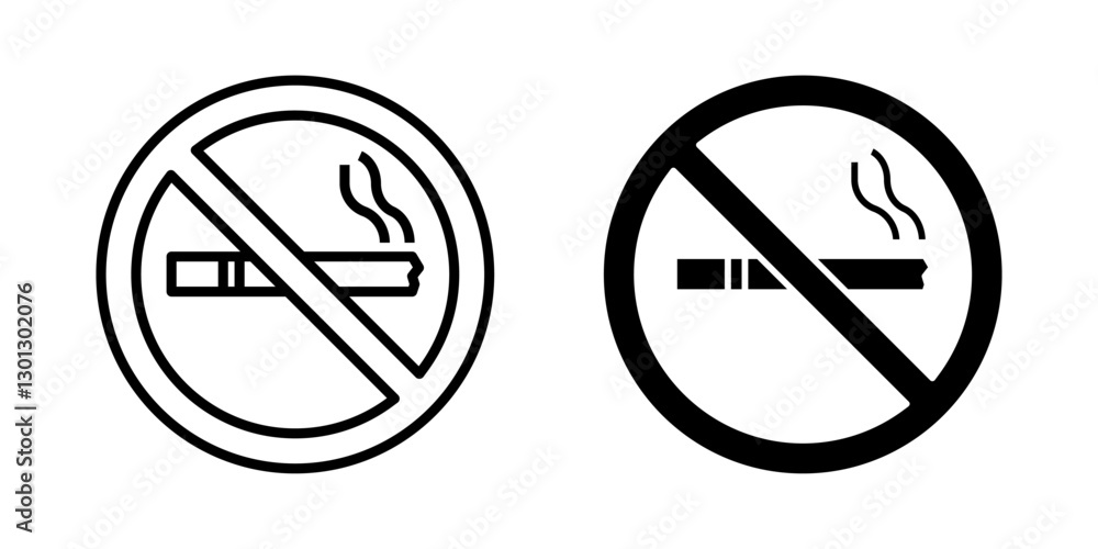 Poster no smoking icon set.for mobile concept and web design on white background