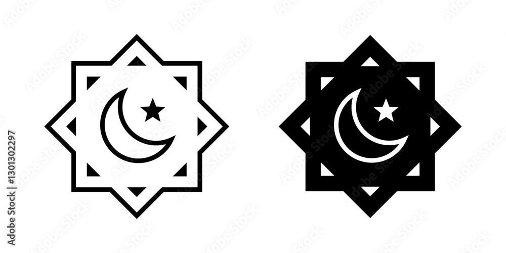Poster rub el hizb icon set. for mobile concept and web design on white background