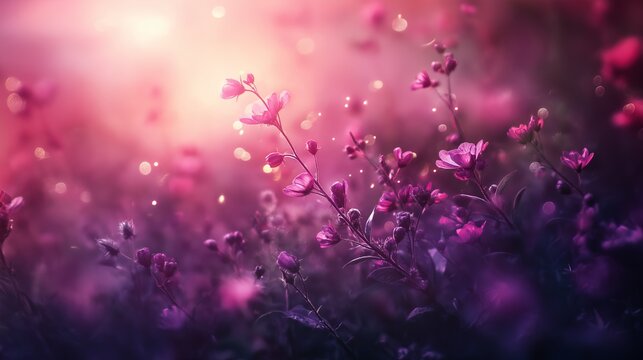 A fairy-tale bokeh with twinkling lights in shades of pink and violet - Powered by Adobe
