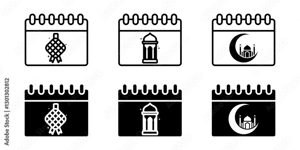 Poster calendar icon set. for mobile concept and web design on white background