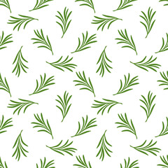 Seamless pattern with green rosemary branches, vector illustration