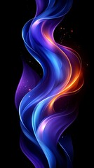 Naklejka premium Flowing Blue-Orange Wave on Dark Background