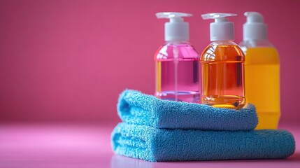 Cleaning cloths, scrubbers, and disinfectant bottles are essential for sanitizing.