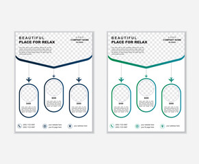 Travel poster or flyer design layout space for photo background.