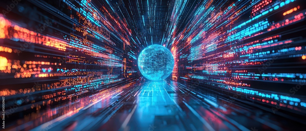 Poster digital data stream: a futuristic visualization of global connectivity