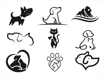 dogs cat  pets care logo design	