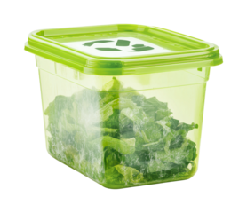Fresh greens storage container for organized kitchen and meal prep, cut out