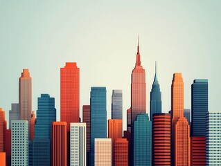 Fototapeta premium City skyline formed by logos of largecap corporations, Large Cap Stocks, corporate impact on urban growth