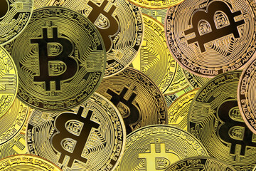 golden bitcoins as symbol of wealth
