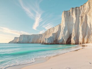 Obraz premium Stunning Coastal Landscape with Turquoise Waters and Dramatic Cliffs