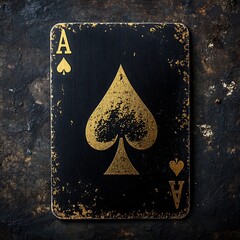 Black Ace Playing Card on Metal