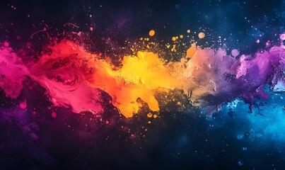 Fototapeta premium Abstract Colorful Fluid Painting with Space and Starfield Background Effect