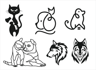 dogs cat pets care logo design	