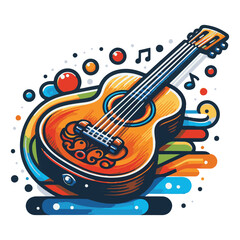 A picture of a guitar with a red handle