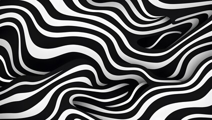 Black and white zebra striped background. Zebra pattern of black and white lines with wave