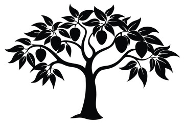 Obraz premium Minimalist mango tree line art vector illustrations perfect for stock, decor, and creative projects.