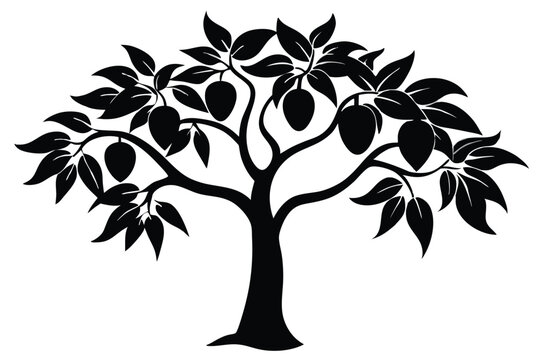 Minimalist mango tree line art vector illustrations perfect for stock, decor, and creative projects.