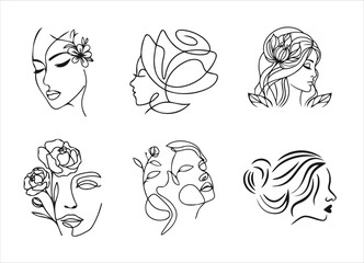 Beauty woman line art luxury creative flower beauty skin care minimalist logo design	