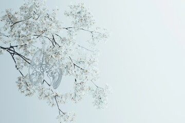 A Delicate Floral Branch Adorning a Soft Background for a Serene and Tranquil Appeal