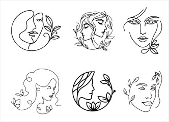 Beauty woman line art luxury creative flower beauty skin care minimalist logo design	