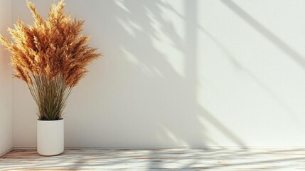 Dried Pampas Grass in White Pot Minimalist Decor
