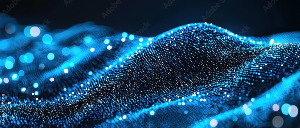 Poster abstract blue digital waveform: a mesmerizing visualization of data flow, technology, and connectivi